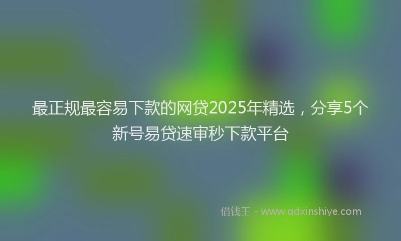 最正规最容易下款的网贷2025年精选，分享5个新号易贷速审秒下款平台