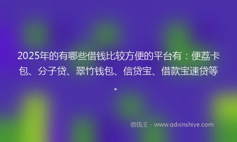 2025年的有哪些借钱比较方便的平台有：便荔卡包、分子贷、翠竹钱包、信贷宝、借款宝速贷等。