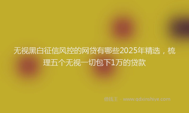 无视黑白征信风控的网贷有哪些2025年精选，梳理五个无视一切包下1万的贷款