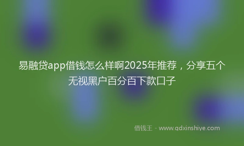 易融贷app借钱怎么样啊2025年推荐，分享五个无视黑户百分百下款口子