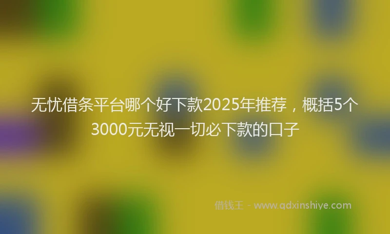 无忧借条平台哪个好下款2025年推荐，概括5个3000元无视一切必下款的口子