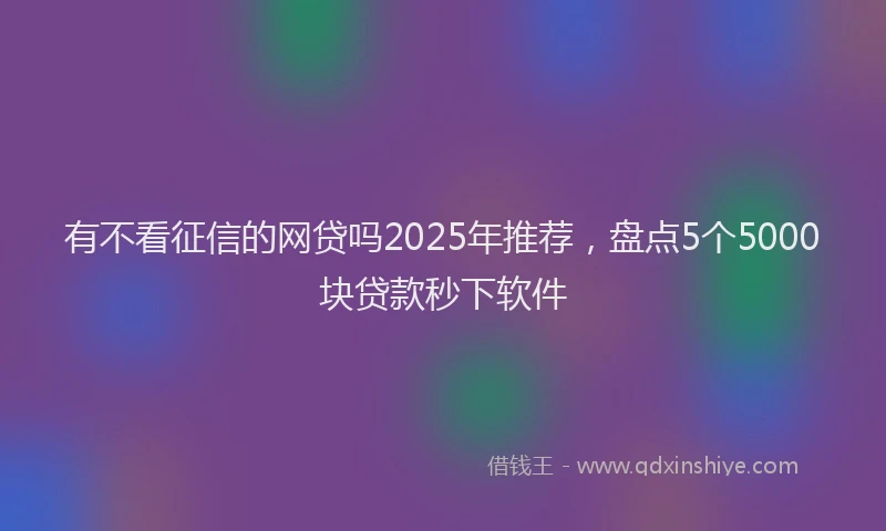 有不看征信的网贷吗2025年推荐，盘点5个5000块贷款秒下软件