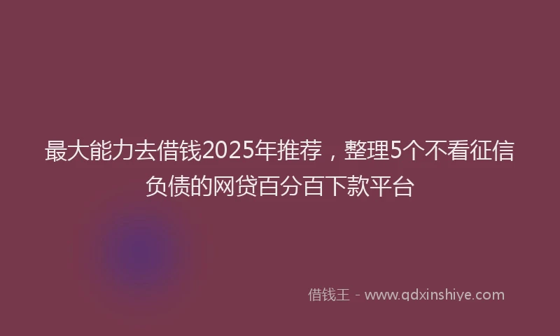 最大能力去借钱2025年推荐，整理5个不看征信负债的网贷百分百下款平台
