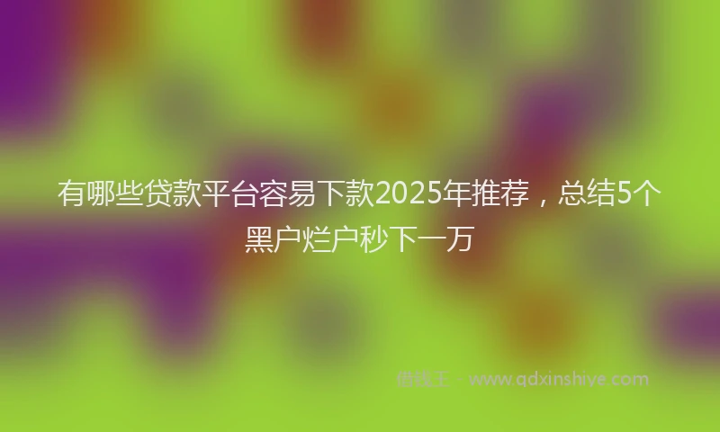有哪些贷款平台容易下款2025年推荐，总结5个黑户烂户秒下一万