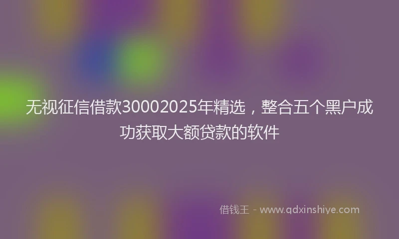 无视征信借款30002025年精选，整合五个黑户成功获取大额贷款的软件