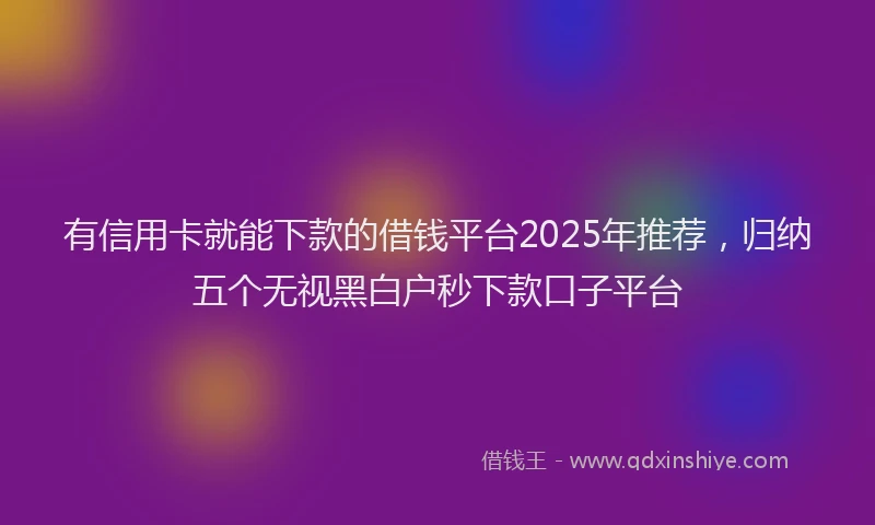 有信用卡就能下款的借钱平台2025年推荐，归纳五个无视黑白户秒下款口子平台