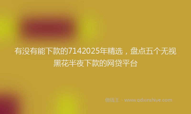 有没有能下款的7142025年精选，盘点五个无视黑花半夜下款的网贷平台