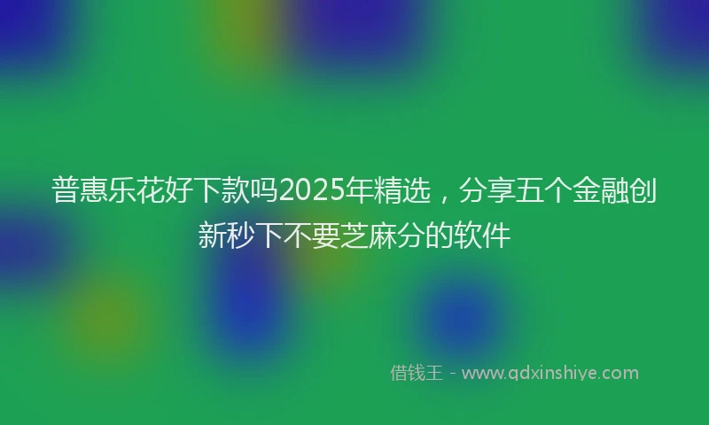 普惠乐花好下款吗2025年精选，分享五个金融创新秒下不要芝麻分的软件