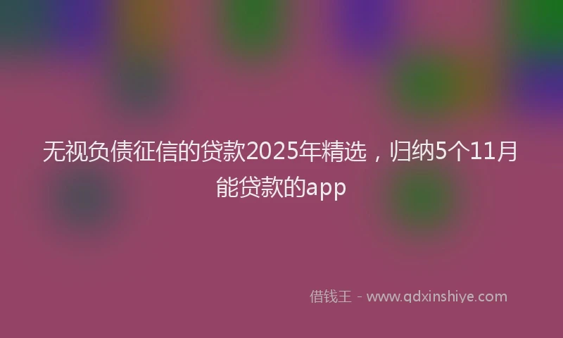 无视负债征信的贷款2025年精选，归纳5个11月能贷款的app