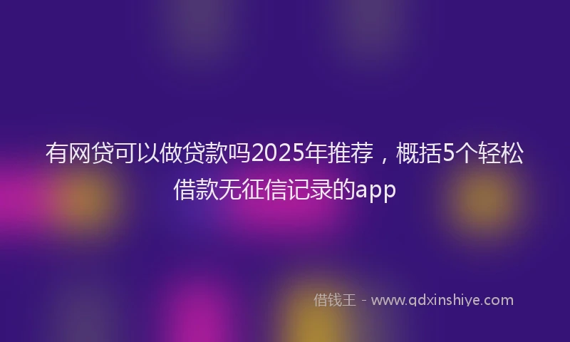 有网贷可以做贷款吗2025年推荐，概括5个轻松借款无征信记录的app