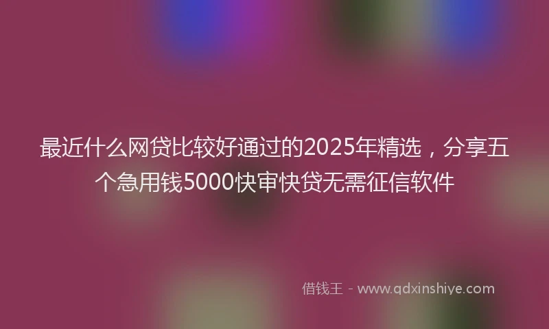 最近什么网贷比较好通过的2025年精选，分享五个急用钱5000快审快贷无需征信软件