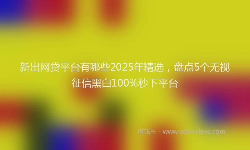 新出网贷平台有哪些2025年精选，盘点5个无视征信黑白100%秒下平台