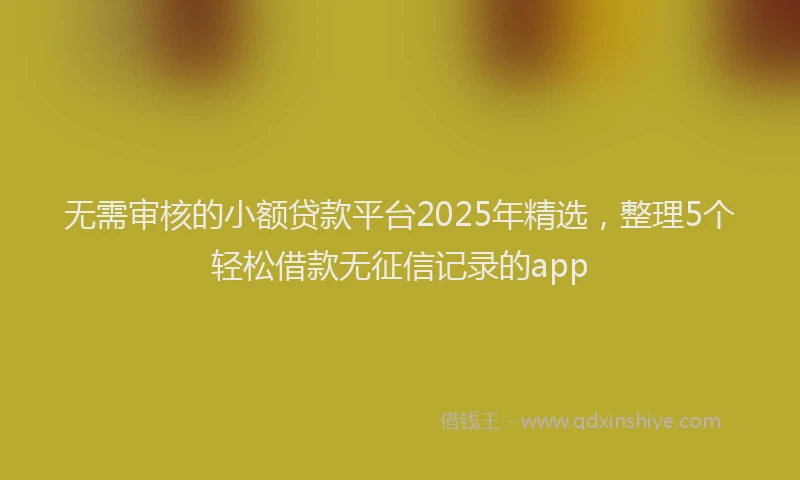 无需审核的小额贷款平台2025年精选，整理5个轻松借款无征信记录的app