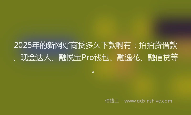 2025年的新网好商贷多久下款啊有：拍拍贷借款、现金达人、融悦宝Pro钱包、融逸花、融信贷等。