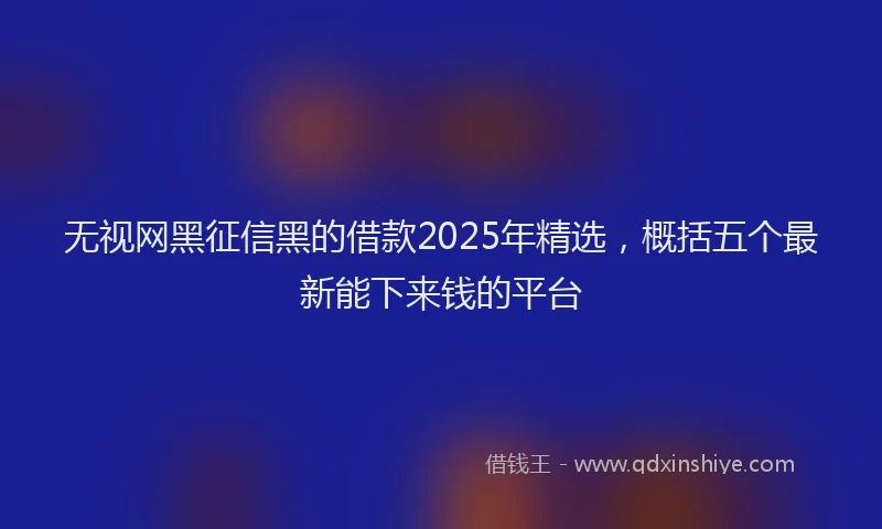 无视网黑征信黑的借款2025年精选，概括五个最新能下来钱的平台