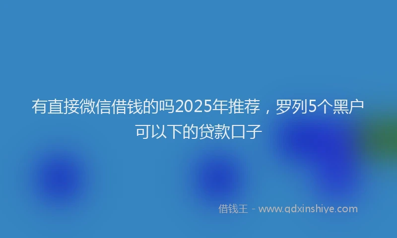有直接微信借钱的吗2025年推荐，罗列5个黑户可以下的贷款口子