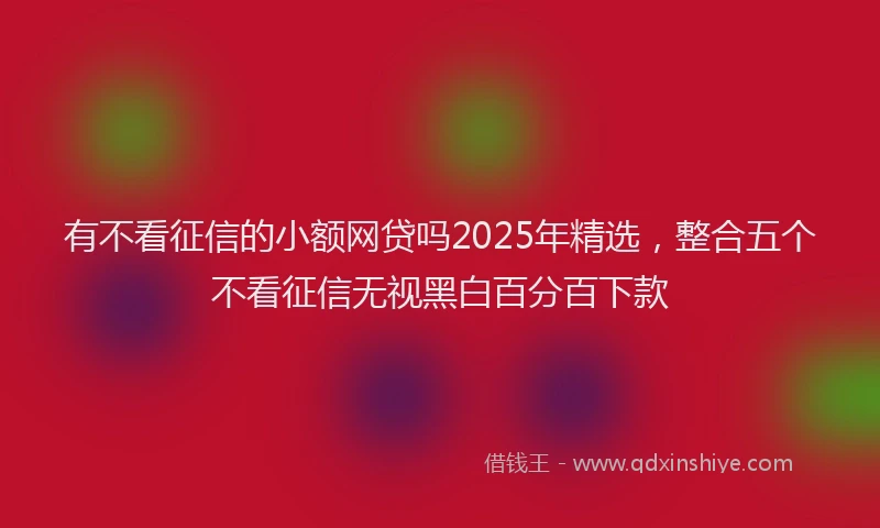 有不看征信的小额网贷吗2025年精选，整合五个不看征信无视黑白百分百下款