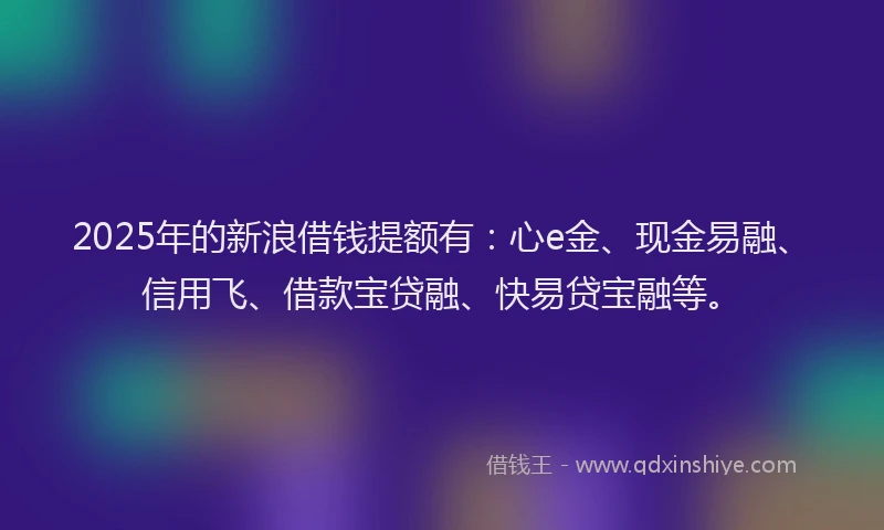 2025年的新浪借钱提额有：心e金、现金易融、信用飞、借款宝贷融、快易贷宝融等。
