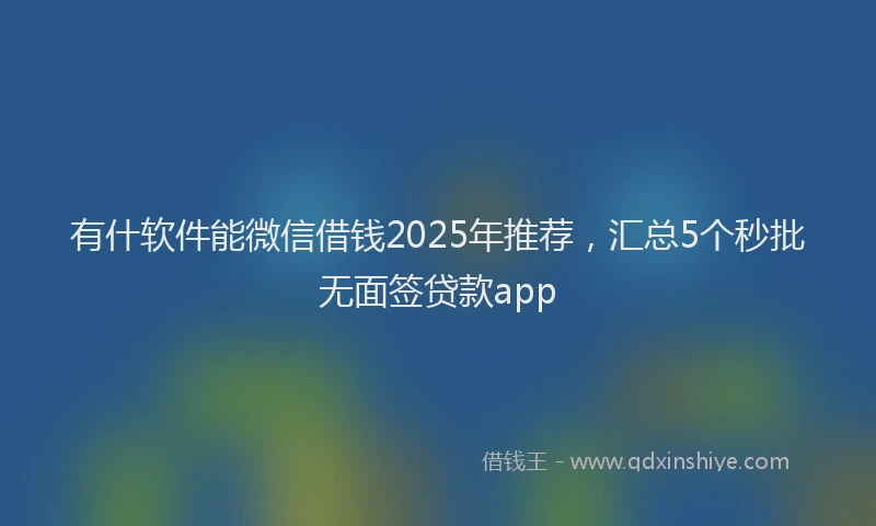 有什软件能微信借钱2025年推荐，汇总5个秒批无面签贷款app