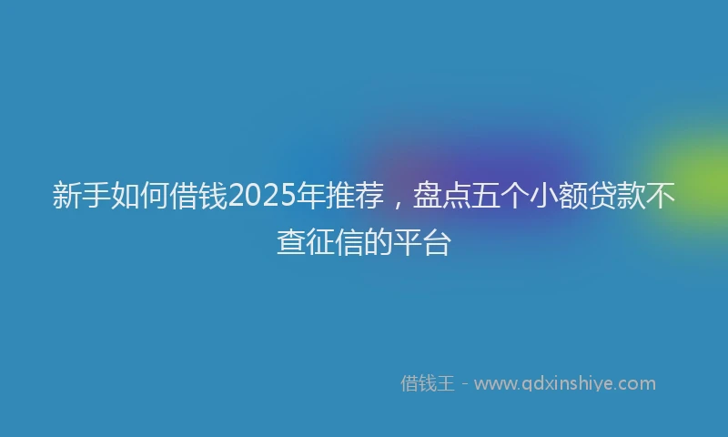 新手如何借钱2025年推荐，盘点五个小额贷款不查征信的平台