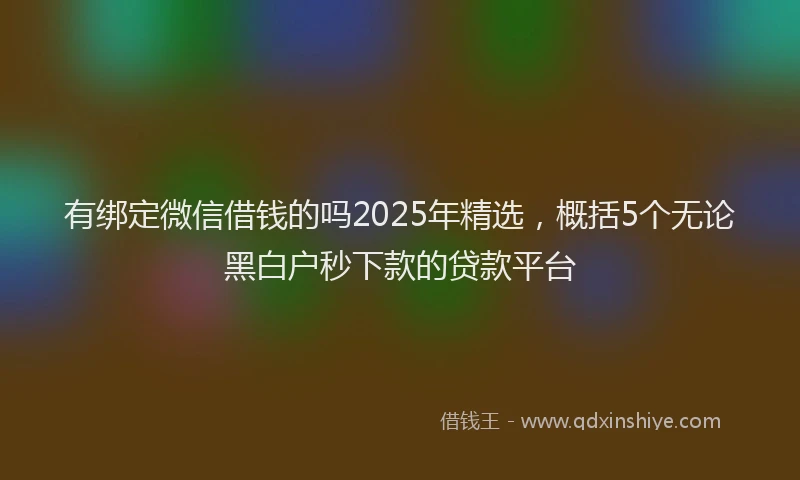 有绑定微信借钱的吗2025年精选，概括5个无论黑白户秒下款的贷款平台