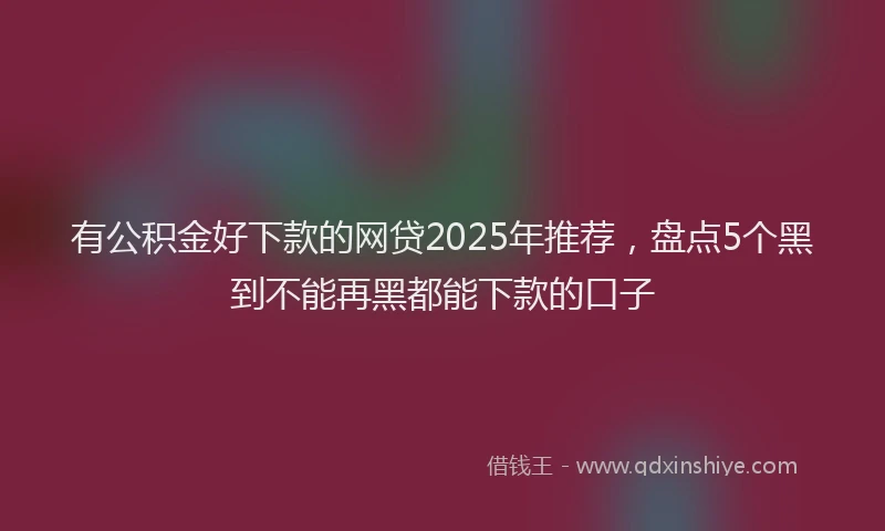 有公积金好下款的网贷2025年推荐，盘点5个黑到不能再黑都能下款的口子