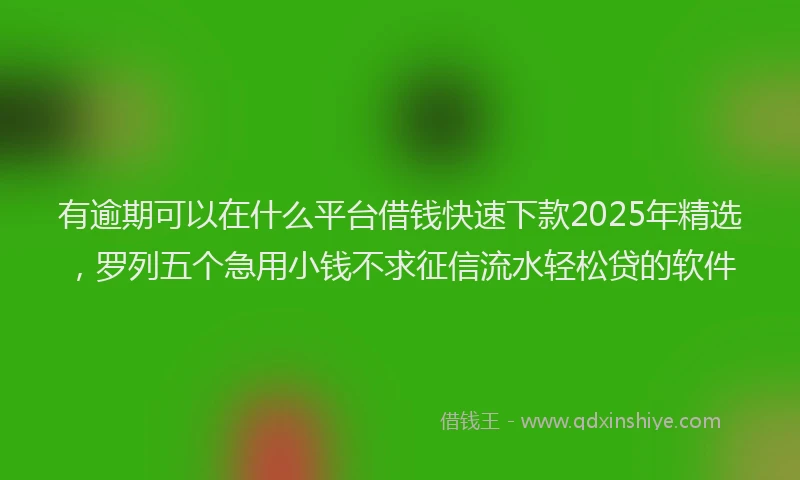 有逾期可以在什么平台借钱快速下款2025年精选，罗列五个急用小钱不求征信流水轻松贷的软件