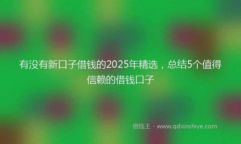 有没有新口子借钱的2025年精选，总结5个值得信赖的借钱口子