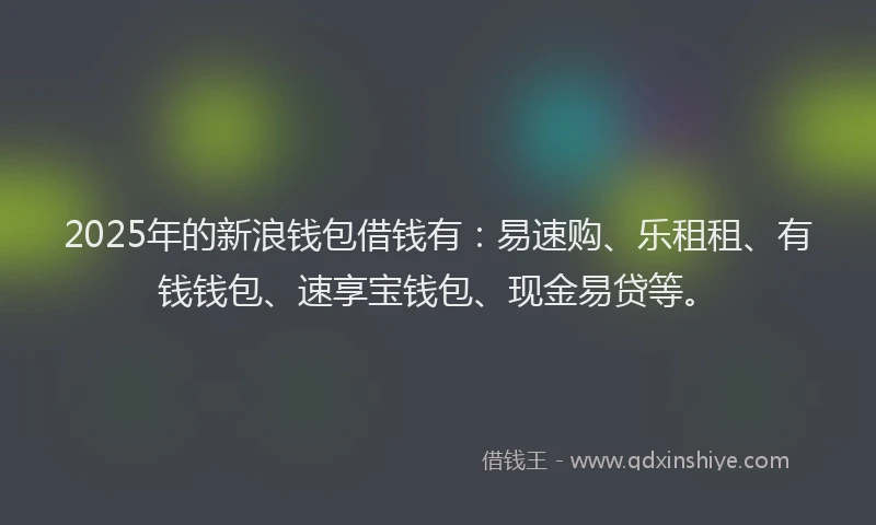 2025年的新浪钱包借钱有：易速购、乐租租、有钱钱包、速享宝钱包、现金易贷等。