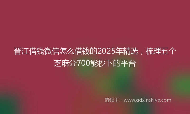 晋江借钱微信怎么借钱的2025年精选，梳理五个芝麻分700能秒下的平台