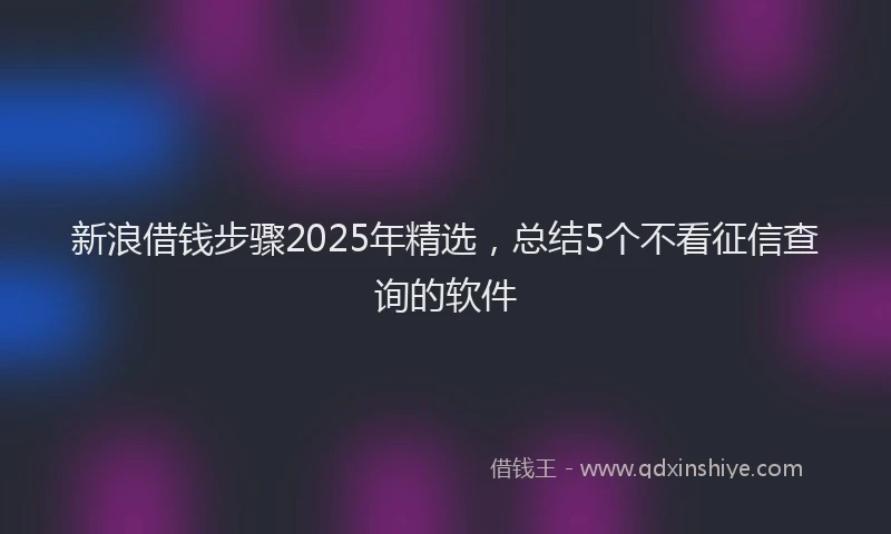 新浪借钱步骤2025年精选，总结5个不看征信查询的软件