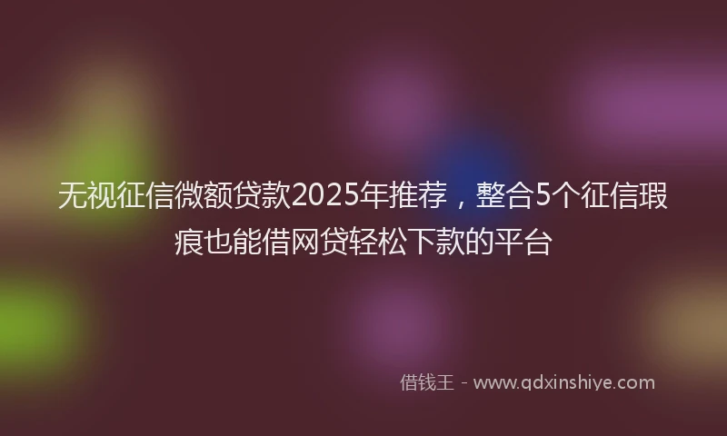 无视征信微额贷款2025年推荐，整合5个征信瑕疵也能借网贷轻松下款的平台