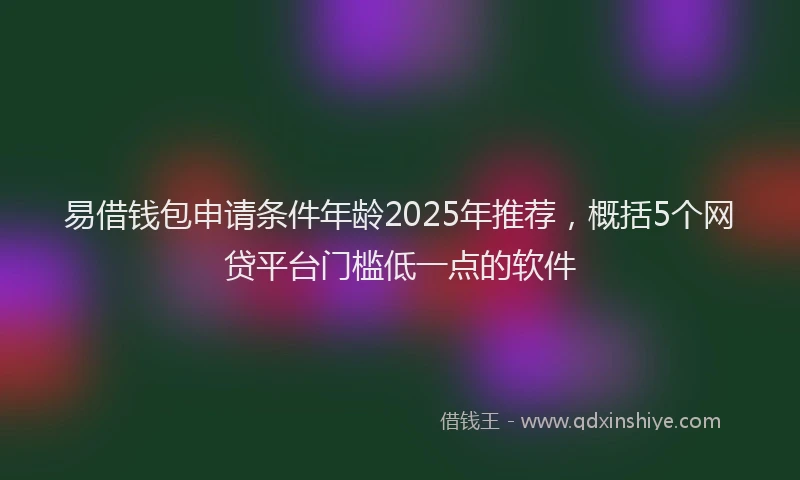 易借钱包申请条件年龄2025年推荐，概括5个网贷平台门槛低一点的软件