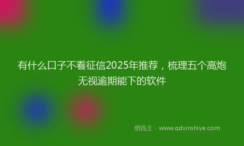 有什么口子不看征信2025年推荐，梳理五个高炮无视逾期能下的软件