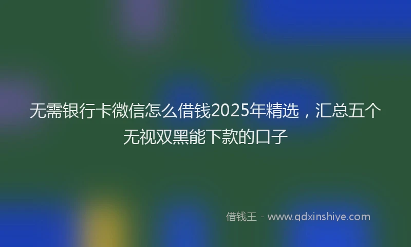 无需银行卡微信怎么借钱2025年精选，汇总五个无视双黑能下款的口子