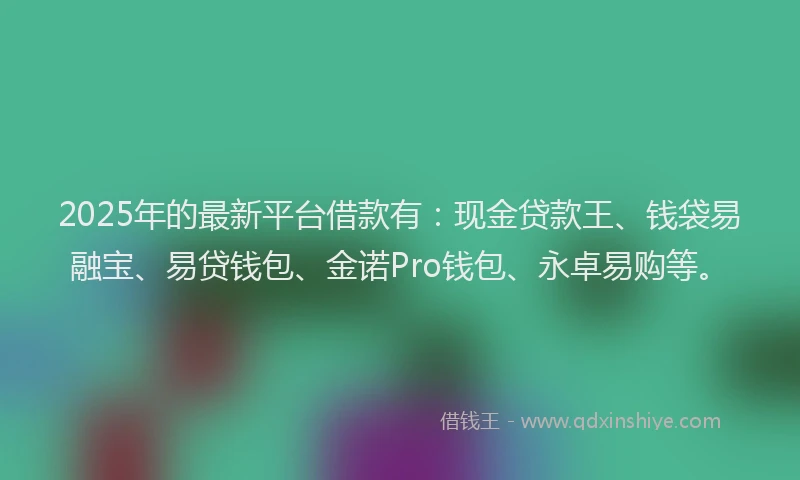 2025年的最新平台借款有：现金贷款王、钱袋易融宝、易贷钱包、金诺Pro钱包、永卓易购等。