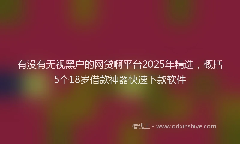 有没有无视黑户的网贷啊平台2025年精选，概括5个18岁借款神器快速下款软件