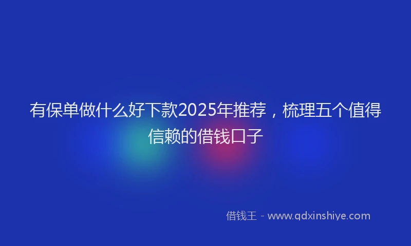 有保单做什么好下款2025年推荐，梳理五个值得信赖的借钱口子