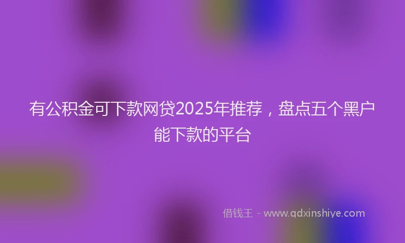 有公积金可下款网贷2025年推荐，盘点五个黑户能下款的平台