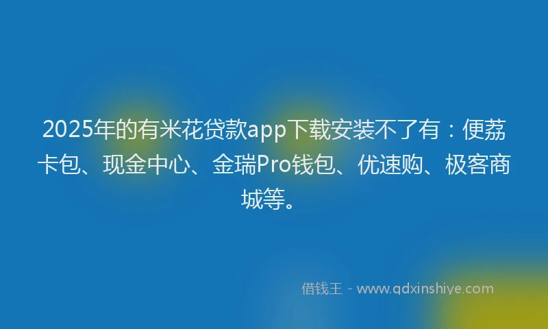 2025年的有米花贷款app下载安装不了有：便荔卡包、现金中心、金瑞Pro钱包、优速购、极客商城等。