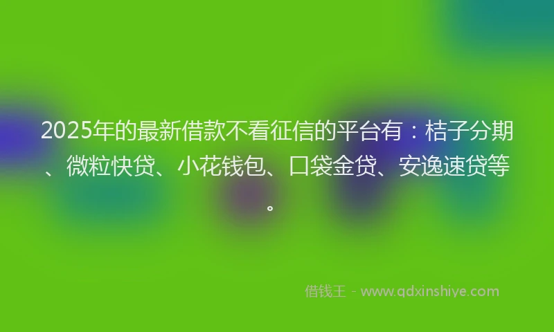 2025年的最新借款不看征信的平台有：桔子分期、微粒快贷、小花钱包、口袋金贷、安逸速贷等。