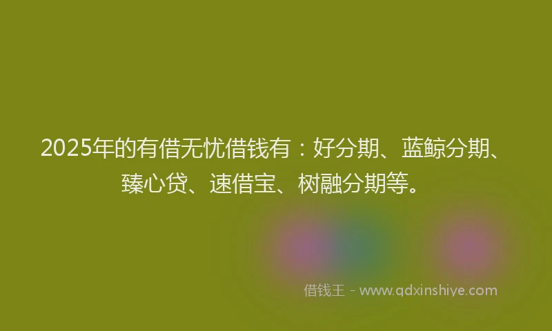 2025年的有借无忧借钱有：好分期、蓝鲸分期、臻心贷、速借宝、树融分期等。