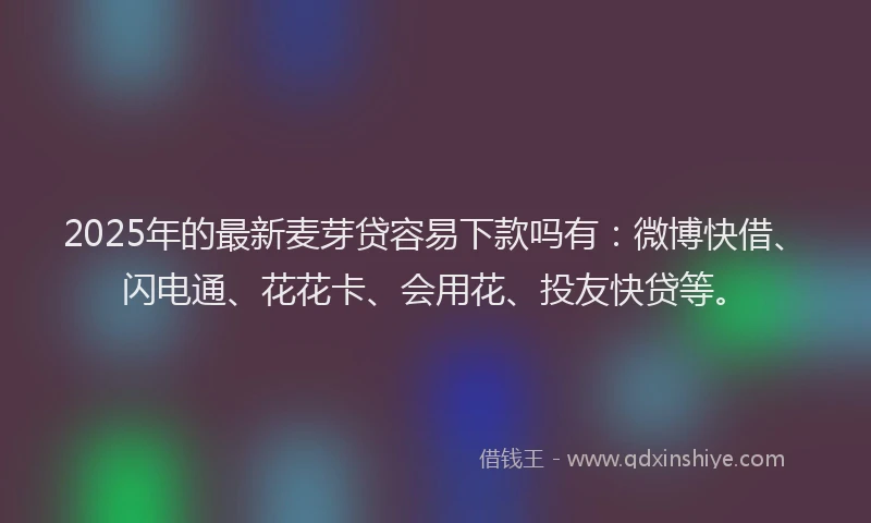 2025年的最新麦芽贷容易下款吗有：微博快借、闪电通、花花卡、会用花、投友快贷等。