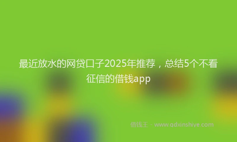 最近放水的网贷口子2025年推荐，总结5个不看征信的借钱app