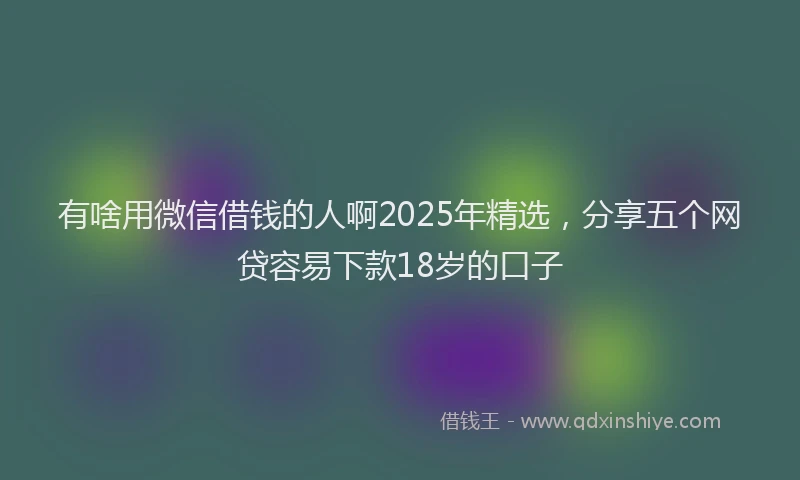 有啥用微信借钱的人啊2025年精选，分享五个网贷容易下款18岁的口子