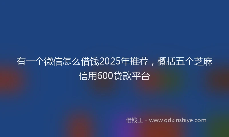 有一个微信怎么借钱2025年推荐，概括五个芝麻信用600贷款平台