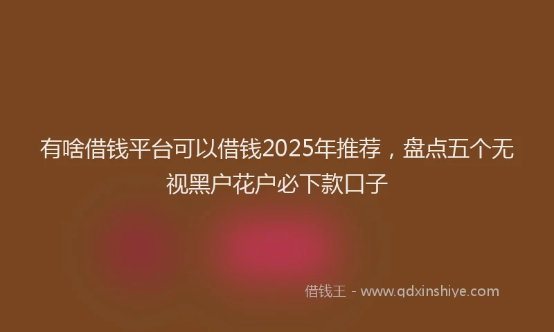 有啥借钱平台可以借钱2025年推荐，盘点五个无视黑户花户必下款口子