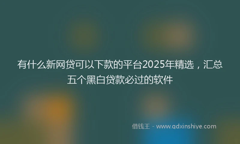 有什么新网贷可以下款的平台2025年精选，汇总五个黑白贷款必过的软件