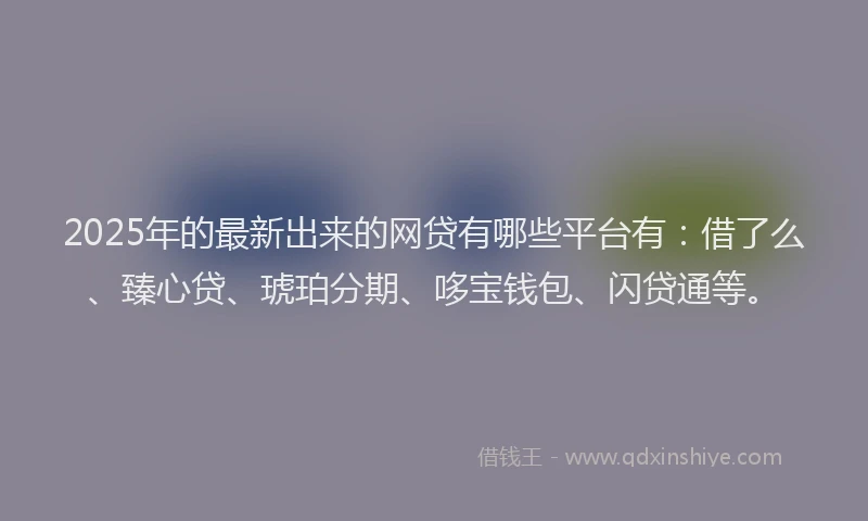 2025年的最新出来的网贷有哪些平台有：借了么、臻心贷、琥珀分期、哆宝钱包、闪贷通等。