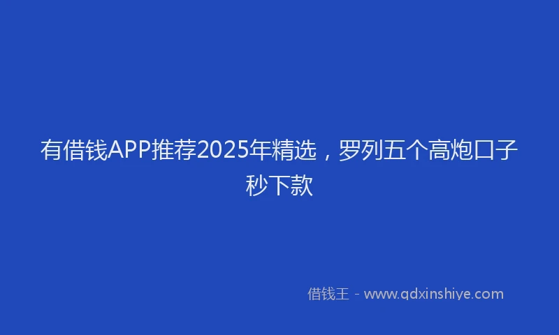 有借钱APP推荐2025年精选，罗列五个高炮口子秒下款